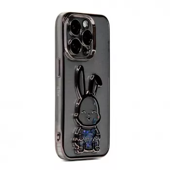 iLike Apple iPhone 15 Pro Silicone Case Print Desire Rabbit Black