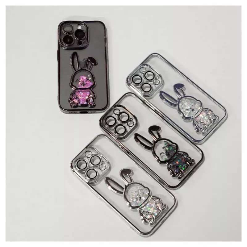 iLike Apple iPhone 15 Pro Max Silicone Case Print Desire Rabbit Black