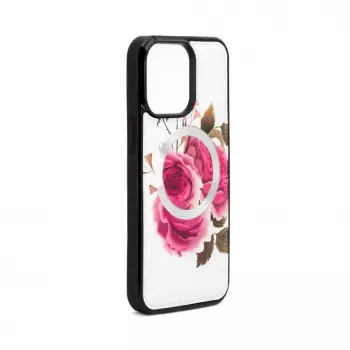 Evelatus Apple iPhone 14 Pro Leather Case Zipper Design Flower White