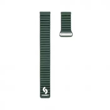 Connect 20mm Flat Head Leather-Silicone Loop Magnetic Watch Strap (130mm M/L) Forest Green