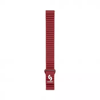 Connect 20mm Flat Head Leather - Silicone Loop Magnetic Watch Strap (130mm M/L) Wine Red