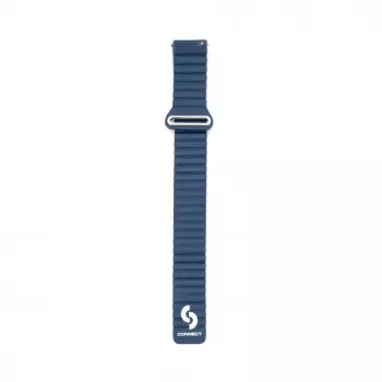 Connect 20mm Flat Head Leather-Silicone Loop Magnetic Watch Strap (130mm M/L) Midnight Blue