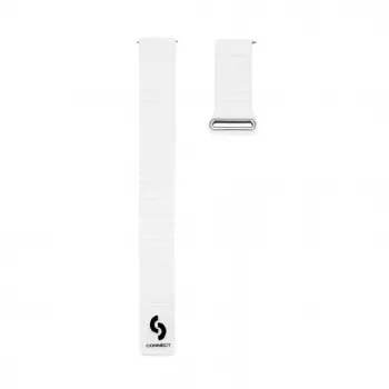 Connect 22mm Flat Head Leather-Silicone Loop Magnetic Watch Strap (130mm M/L) White