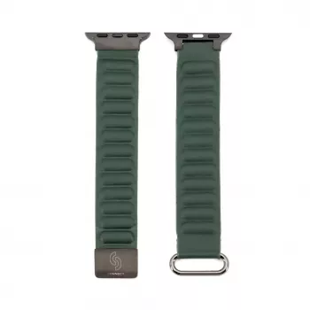 Connect Watch 42/44/45mm Premium PU Leather Magnetic Loop Strap Cedar Green