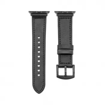 Connect Watch 38/40/41mm Silicone Patch Leather Watch Strap (132mm M/L) Black
