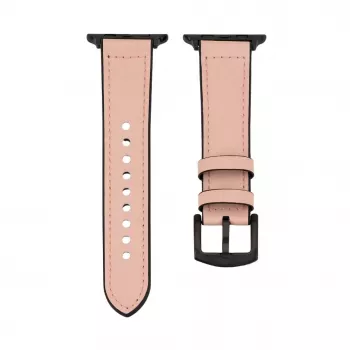 Connect Watch 38/40/41mm Silicone Patch Leather Watch Strap (132mm M/L) Pink Sand