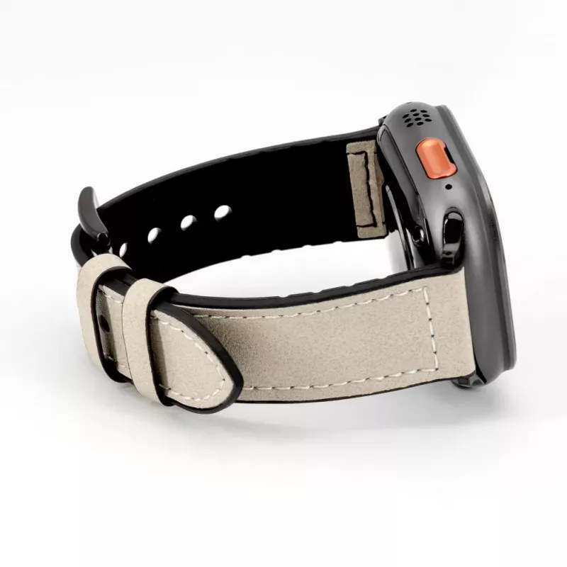 Connect Watch 42/44/45mm Silicone Patch Leather Watch Strap (132mm M/L) White