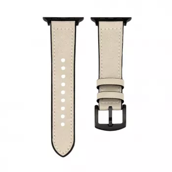 Connect Watch 42/44/45mm Silicone Patch Leather Watch Strap (132mm M/L) White