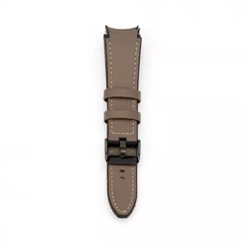 Connect 20mm Silicone Patch Leather Watch Strap (130mm M/L) Taupe