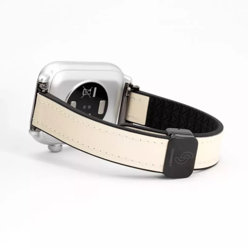 Connect 20mm Silicone Leather Watch Straps su Magnetiniu Užsegimu Balta