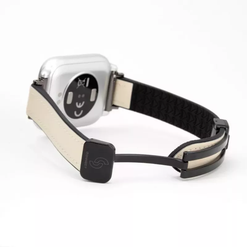 Connect 20mm Silicone Leather Watch Straps su Magnetiniu Užsegimu Balta