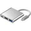 iLike HD1 3in1 USB-C į HDMI 4K / USB 3.0 / USB-C Female Adapter sidabrinis