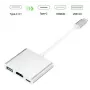 iLike HD1 3in1 USB-C į HDMI 4K / USB 3.0 / USB-C Female Adapter sidabrinis