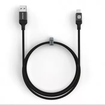 Evelatus USB-A į USB-C laidas 1,2 m pintas nailonas juodas