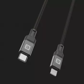 Evelatus USB-C to Lightning laidas 1,2 m 60 W MFi sertifikuotas pintas nailonas aliuminio korpusas juodas