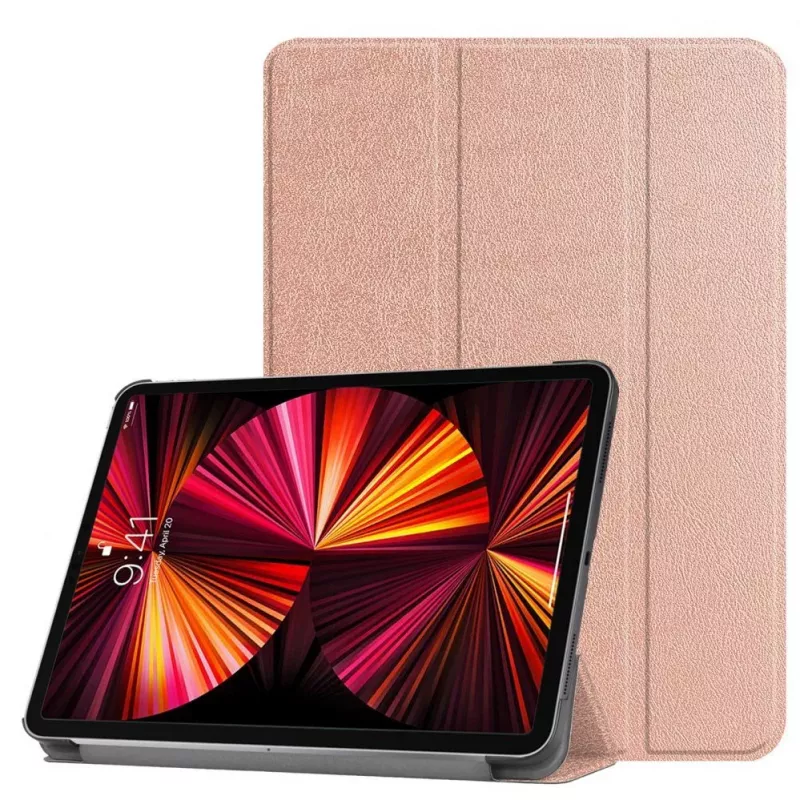iLike Galaxy Tab S9 FE Plus Tri-Fold Eco-Leather Stand Case Rose Gold