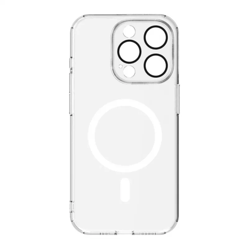 Connect Apple iPhone 15 Pro Max permatomas dėklas su magnetiniu laikikliu ir kameros apsauga