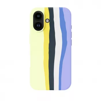 Evelatus Apple iPhone 16 Multi-Colored Silicone Case With MagSafe Crimson White