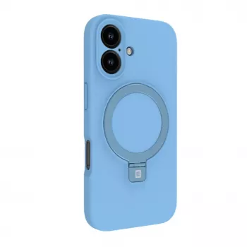 Evelatus Apple iPhone 16 Premium MagSafe with Stand Soft Touch Silicone Case Blue
