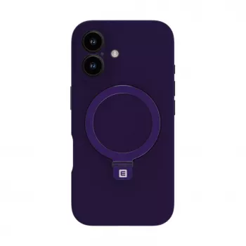 Evelatus Apple iPhone 16 Premium Magsafe su stovu Minkšto prisilietimo silikoninis dėklas Violetinis