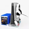 iLike DZ504 Slim daugiafunkcė doko stotelė PlayStation 5 PS5 pultams su aušinimo ventiliatoriais ir RGB, juoda