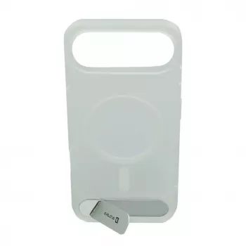 Evelatus Apple iPhone 17 Air Rubber Coated MagSafe With Stand Case sidabrinis