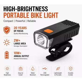 iLike JH420 USB įkraunamas dviračio priekinis žibintas, aukšto ryškumo LED, IP65 atsparus vandeniui, juodas