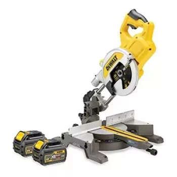 DEWALT DCS777T2-QW 216mm 54V XR FLEXVOLT belaidis kampinis pjūklas su 2 akumuliatoriais 6.0Ah, greituoju įkrovikliu ir 40 dantų TCT disku