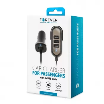 Forever Universal PC-01 automobilinis kroviklis (4 x USB | 5,8 A) keleiviams juodas