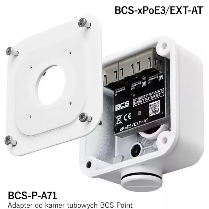 BCS BCS-xPoE3/EXT-AT 3 prievadų PoE+ komutatorius, 2x PoE+ 30W, 1x Uplink, 250m EXTEND, metalinis korpusas