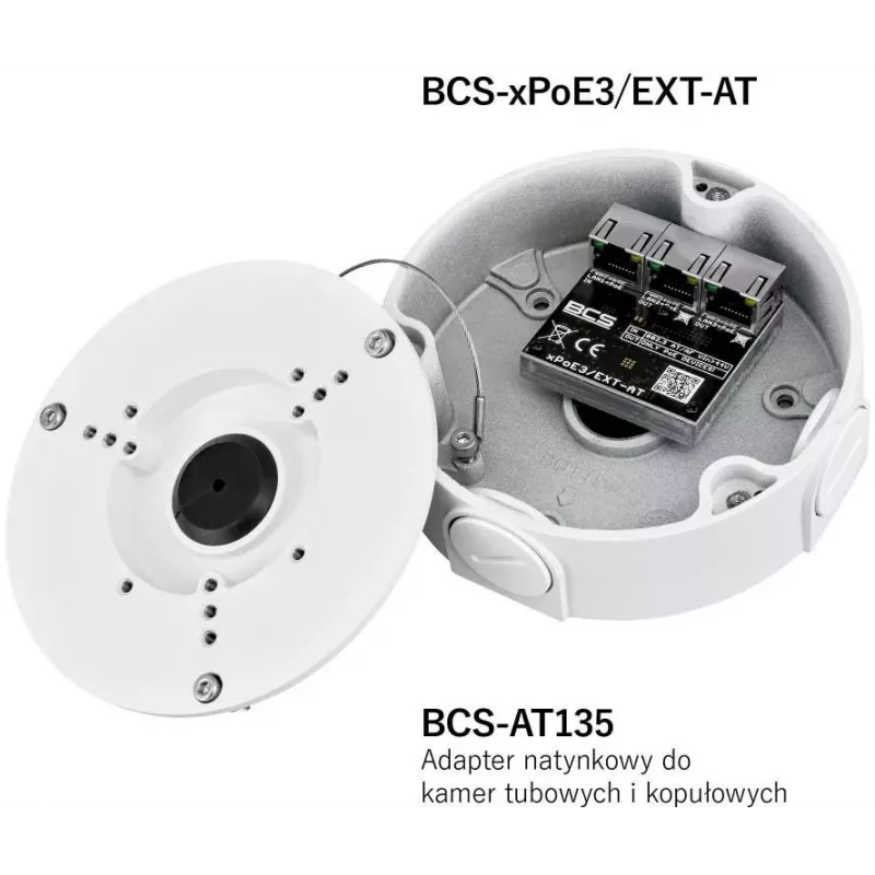 BCS BCS-xPoE3/EXT-AT 3 prievadų PoE+ komutatorius, 2x PoE+ 30W, 1x Uplink, 250m EXTEND, metalinis korpusas