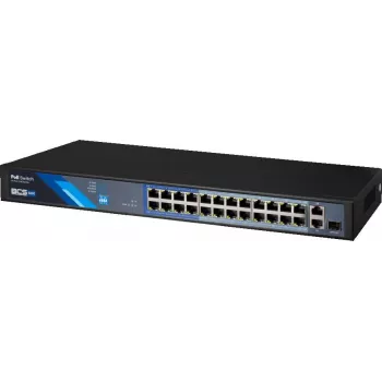 BCS BCS-B-SP2402G-1SFP 24 prievadų PoE+ nevaldomas jungiklis su 2 Gigabit ryšio kanalais ir 1 SFP lizdu