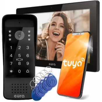 EURA VDP-86A3 10 colių juodas vaizdo domofono monitorius su Tuya Smart App