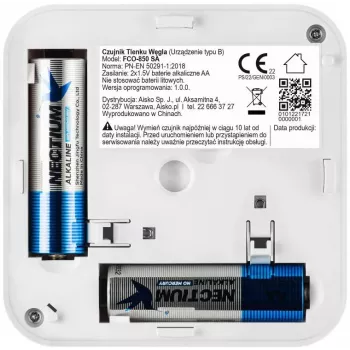 FIRESCO FCO-850 SA anglies monoksido detektorius su LCD ekranu, 10 metų tarnavimo laikas