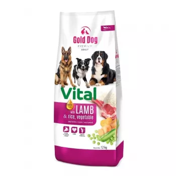 GDD Gold Dog Premium Vital Ėriena ir Ryžiai Sausas Šunų Ėdalas 12kg