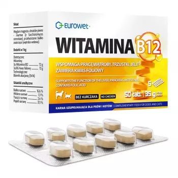 EWE EUROWET Vitamin B12 papildas šunims ir katėms – 50 tablečių