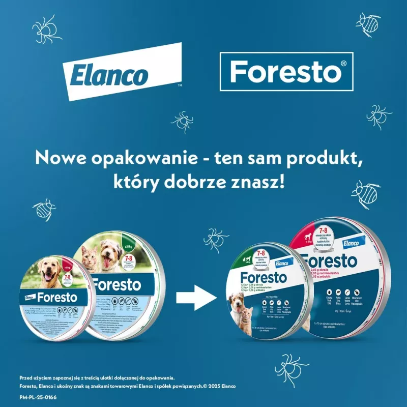 ENA ELANCO Foresto blusų ir erkių antkaklis katėms ir šunims iki 8 kg