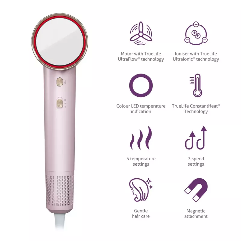 TLF TrueLife HairDryer D6 Plaukų džiovintuvas 1600 W Rožinis