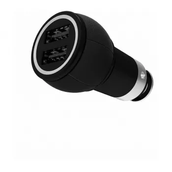 Azuri automobilinis įkroviklis su 2 USB prievadais, juodas