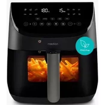 MEDION MD 13060 X20 XXL Air Fryer 6.6 L Black 1700 W with Food Thermometer