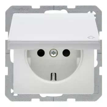 Berker 47516089 SCHUKO kištukinis lizdas su atverčiamu dangteliu, poliarinė balta, velvet