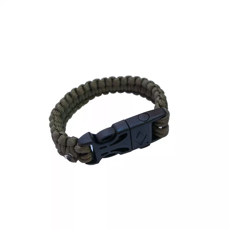 ORIGIN OUTDOORS Firesteel Bracelet - Paracord Survival Bracelet su ugnies starteriu, švilpuku ir trintuvu - juoda