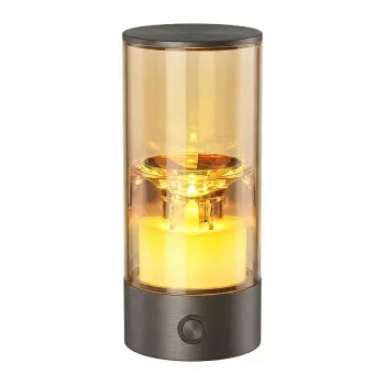 SYNERGY21 LED Tealight akumuliatorinis lauko IPX5 liečiamas reguliuojamas plieno pilkas