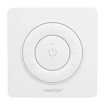 MIBOXER K3P-W 2,4GHz LED nuotolinio valdymo pultas su sukamuoju ratuku, dviguba balta CCT, apvalūs kampai, baltas