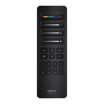Synergy 21 Pixel LED nuotolinio valdymo pultas SPI - Pixel 2,4GHz (RGB/RGB-W/RGB+CCT) 4 zonos 4 scenos *Milight/Miboxer* (juodas) (C10-B)