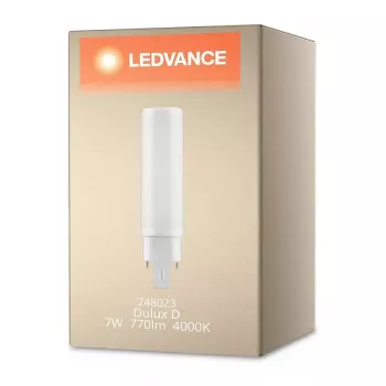 OSRAM DULUX D/E18 HF V 7W 840 G24Q-2 LED Retrofit Lempa, 770 lm, 4000K, Šalta Balta, G24q-2 Pagrindas, Nereguliuojamas Šviesumas
