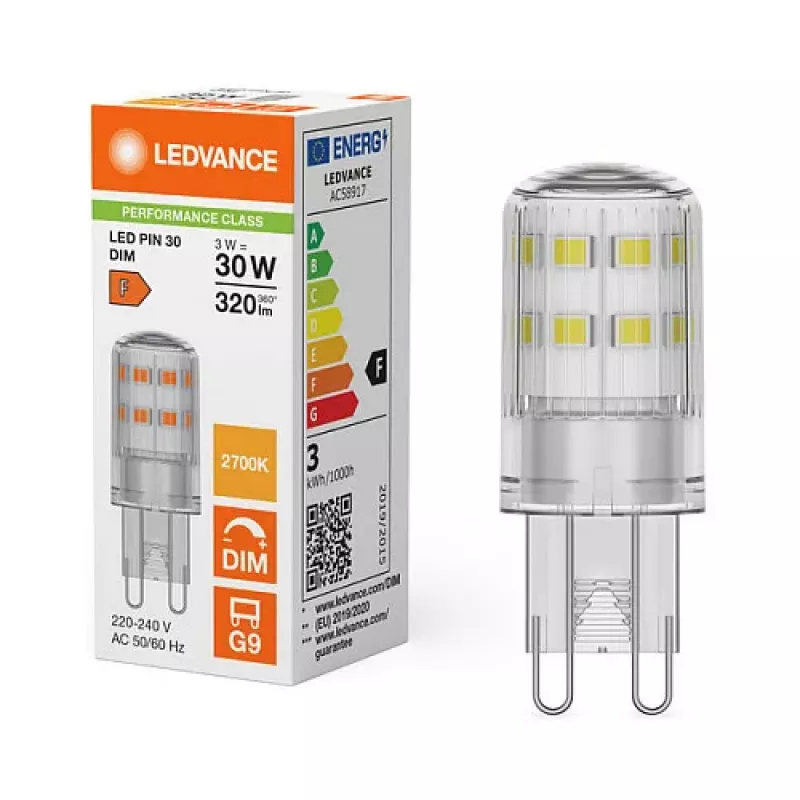 Osram LED PIN G9 DIM P 3W 827 Clear G9 Dimmable LED Lamp