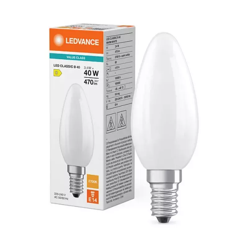 Osram LED Classic B 40 Filament P 3.4W 827 Frosted E14 LED lempa, žvakės formos, šiltai balta