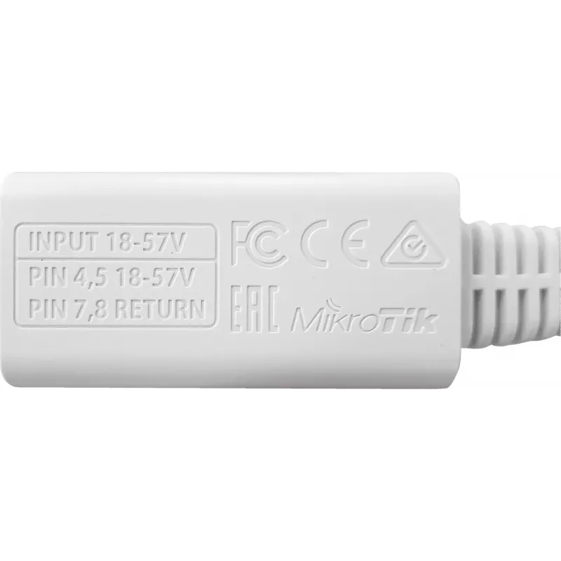MikroTik Power Injector (RBGPOE) - Pasyvus PoE, 10/100 Mbps, 9-48V DC įvadas