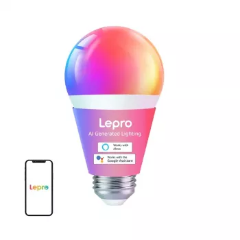LEPRO B1 E27 LED lemputė su Bluetooth ir Wi-Fi, 806 lm, RGB reguliuojama balta šviesa